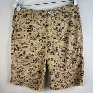 Volcom Surf N Turf Hybrid Shorts Alien Desert UFO Camels Palm Trees 32